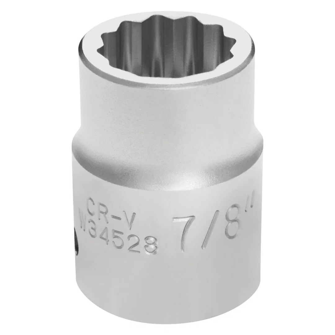 W34528 – PERFORM TOOL Socket, 3/4 Inch Drive 7/8 Inch Standard 12 Point Polished Nickel Chrome Plated Vanadium Alloy ...